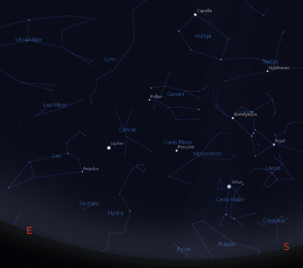 Jupiter and the bright winter stars