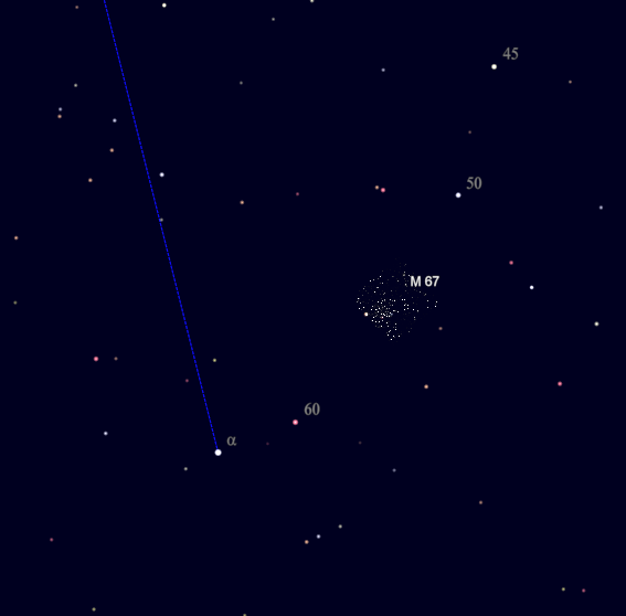 M67 finder chart