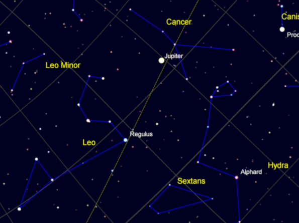 Regulus and nearby constellations