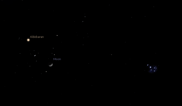 Moon and the Hyades
