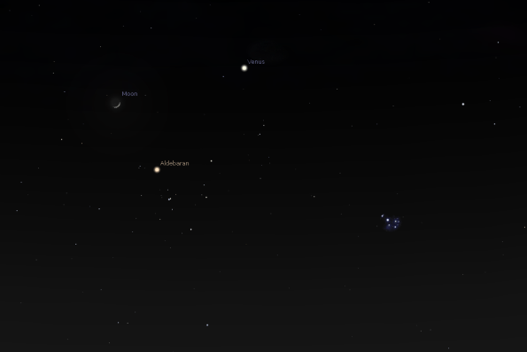 The Moon, Venus and the Hyades