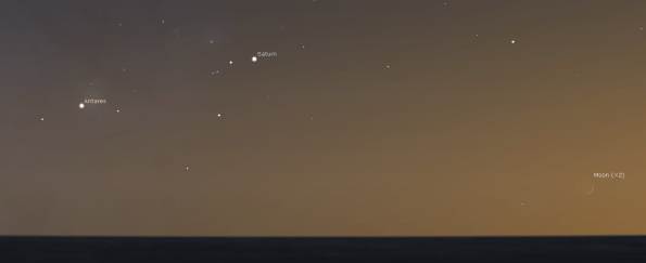 Saturn and the Moon in twilight