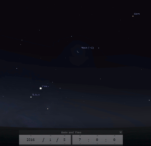 The Moon and the morning planets