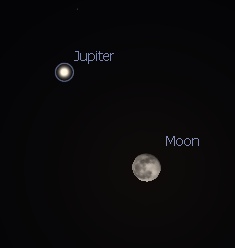 Closeup of Jupiter and the Moon