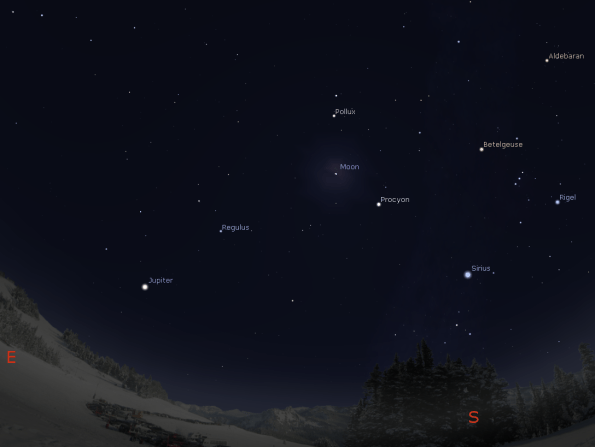 Jupiter, the Moon and stars tonight