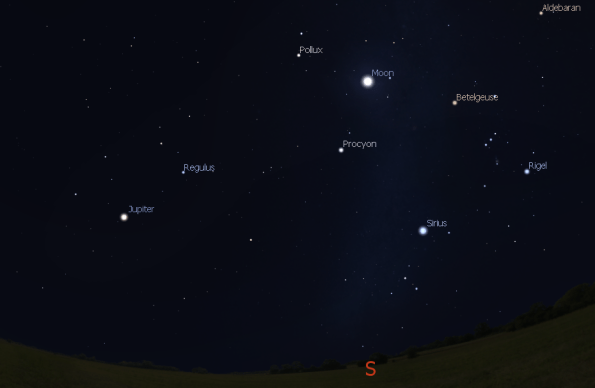 Jupiter and the Moon in the evening