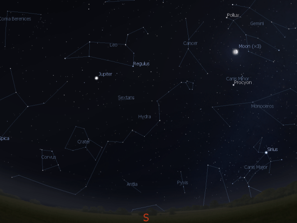 Jupiter, the Moon and the constellations