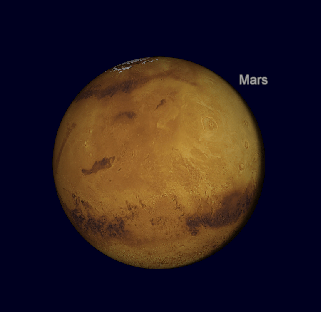 Mars as seen in a powerful telescope