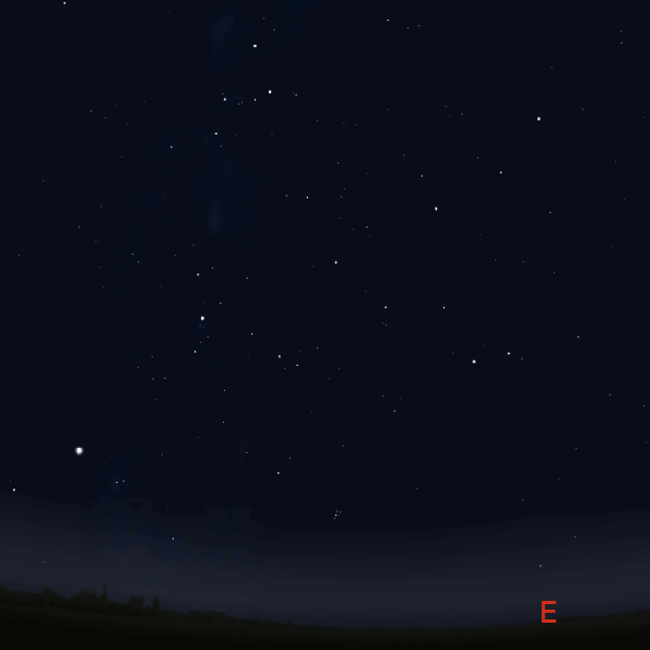 Perseus with Cassiopeia and Andromeda in the northeast at 9 p.m. October 20, 2016. Created using Stellarium and GIMP