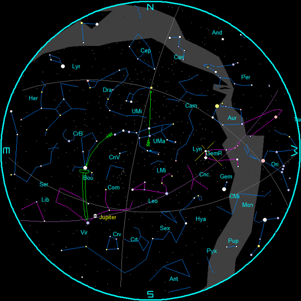 Star Chart for December 2016 mornings. Created using my LookingUp program. Click on image to enlarge.