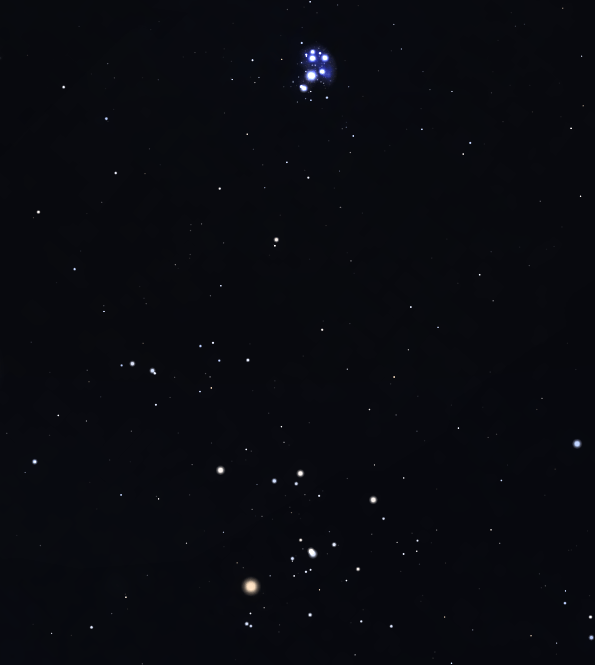Closeup of the Hyades and the Pleiades