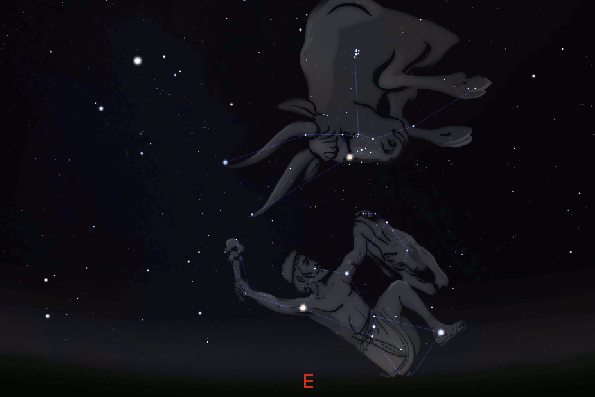 the Hyades, Taurus, Orion and the Pleiades