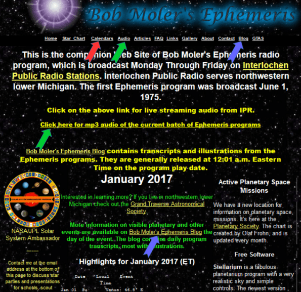 Bob Moler's Ephemeris main web page