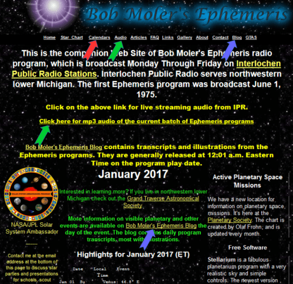 Bob Moler's Ephemeris main web page