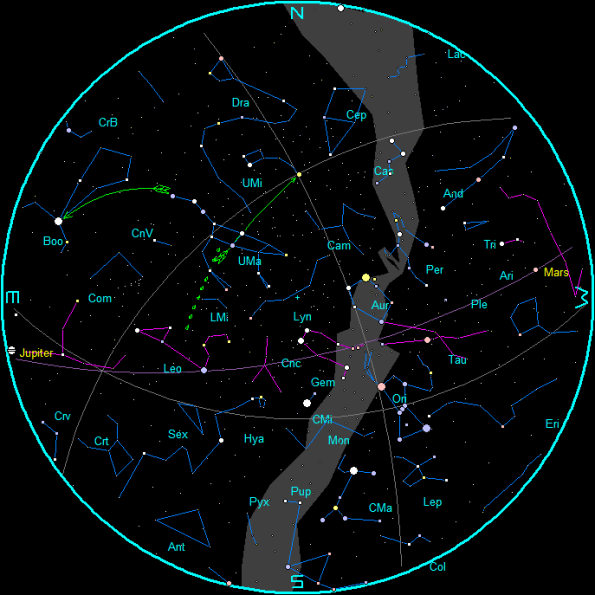 March Evening Star Chart