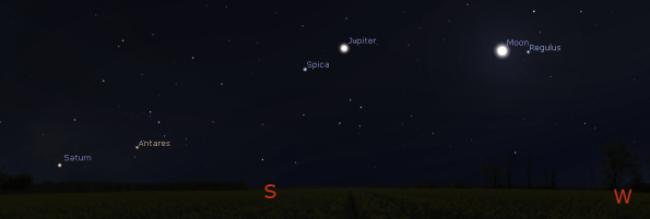 Saturn seen in the evening