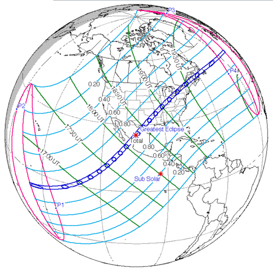 April 8, 2014 Total Solar Eclipse track.