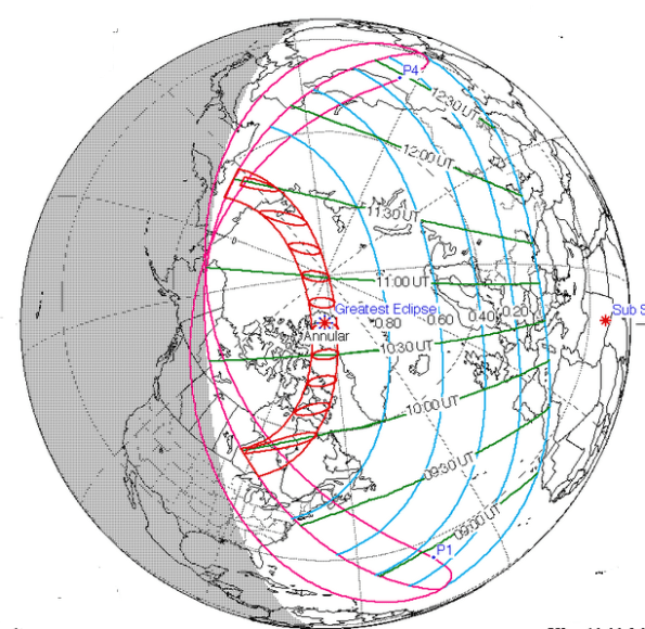 June 10, 2021 Annular Eclipse track.