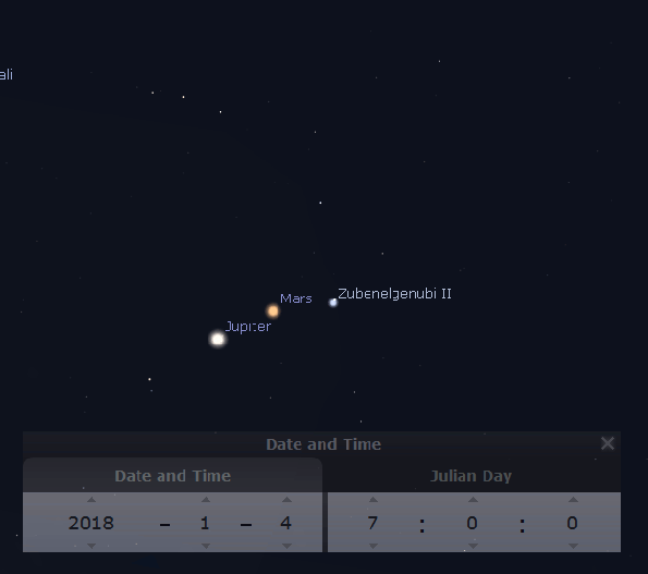Conjunction of Jupiter and Mars