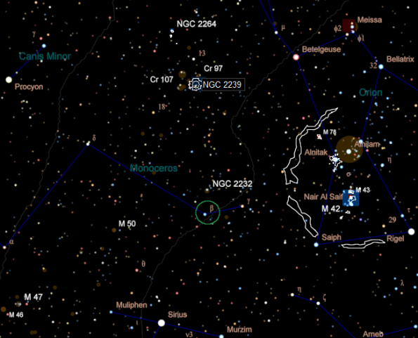 Monoceros DSO finder chart