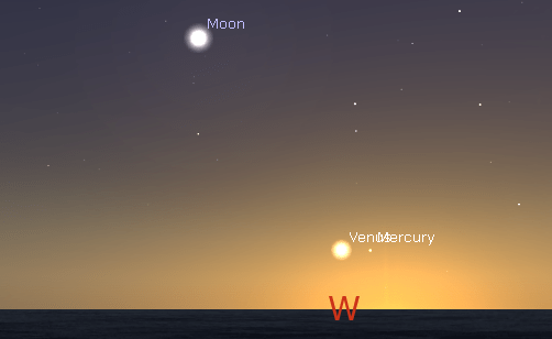 Venus and Mercury, low in the west