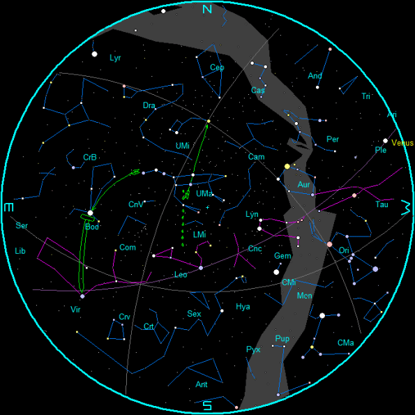April evening star chart