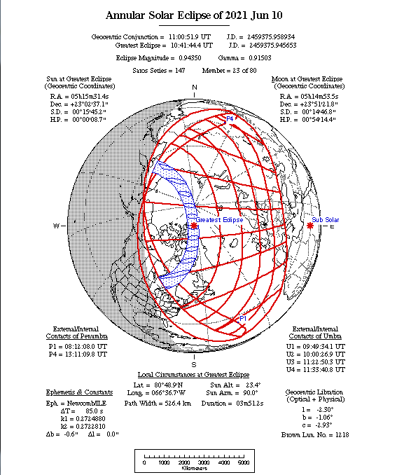 Annular Solar Eclipse Map 2021-6-10