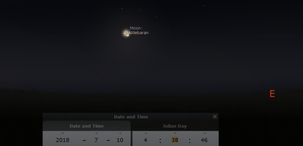 Moon and Aldebaran finder chart