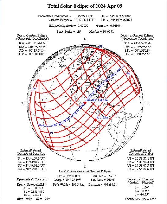 Total Solar Eclipse Map 2024-04-08
