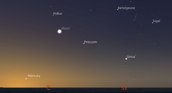 Mercury and the Moon in the morning