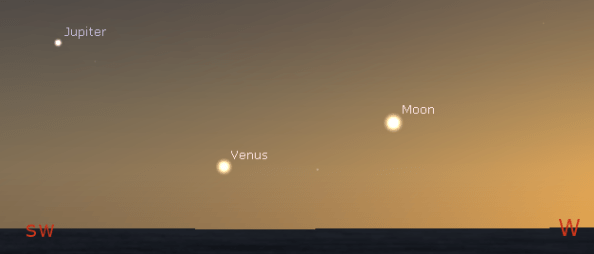 Venus, Moon and Jupiter