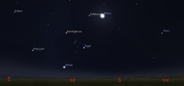 Evening Mars and Moon