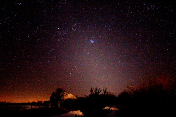 Pleiades, Mars, zodiacal light