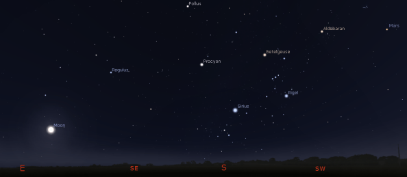 Mars and the Moon in the evening