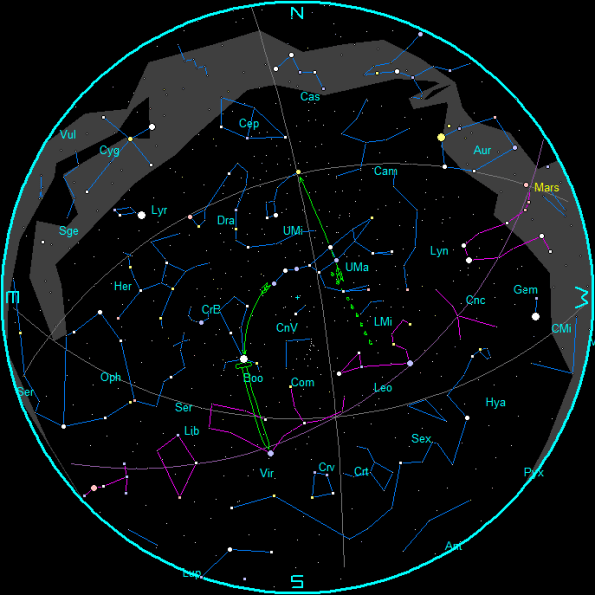 May Evening Star Chart