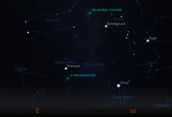 Alpha Monocerotis Radiant at 11:30 p.m. 11/21/2019
