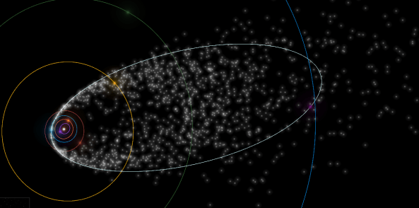 Leonid meteor shower as seen from space