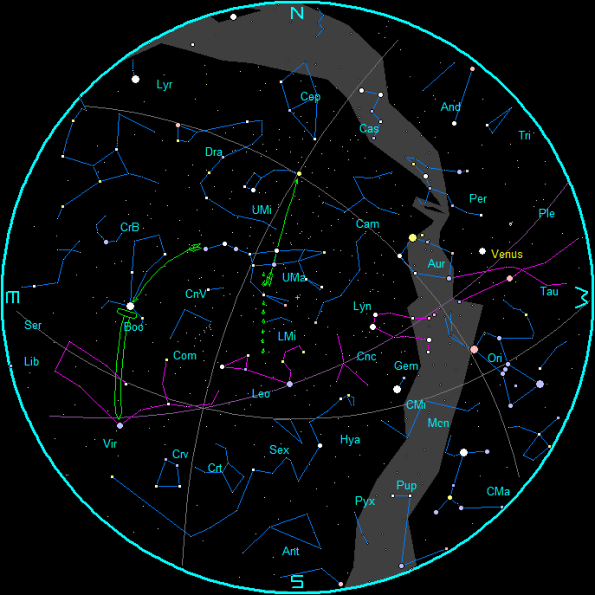 April Evening Star Chart