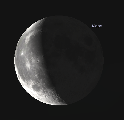 The crescent Moon as it might be seen in binoculars