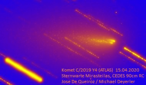 Comet ATLAS C/2019 Y4 showing two nuclei