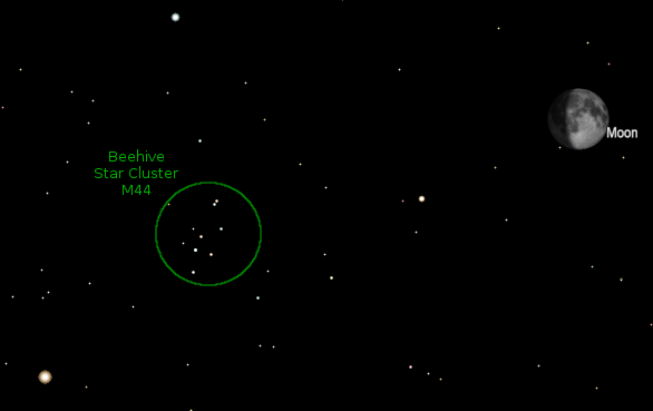 Moon and Beehive Star Cluster