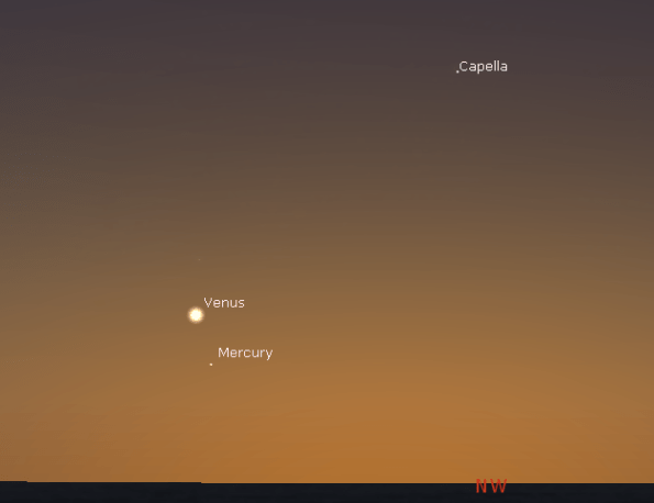 Venus and Mercury at 10 pm