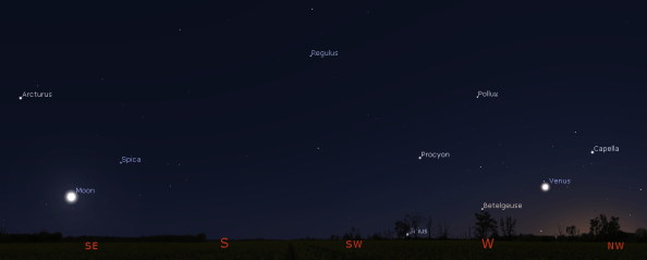 Venus, the Moon and bright evening stars