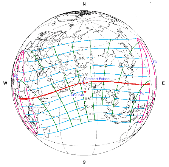 Eclipse Map for june 21, 2020