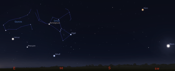 Planets and the Moon in the morning