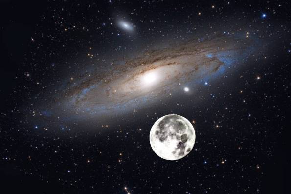 The moon superimposed on M31 for apparent size comparison