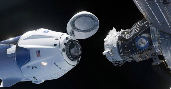 SpaceX Crew-1 Dragon capsule docking with the International Space Station