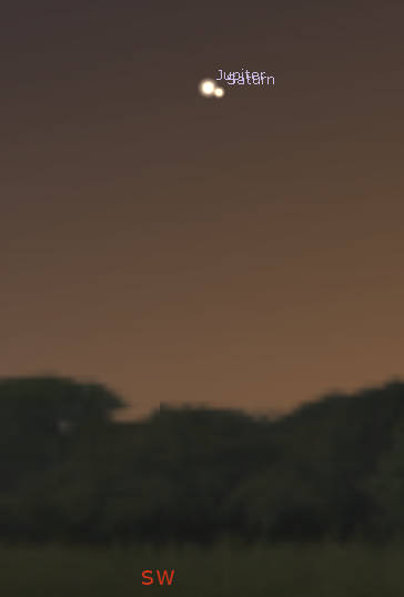 Jupiter and Saturn in the twilight