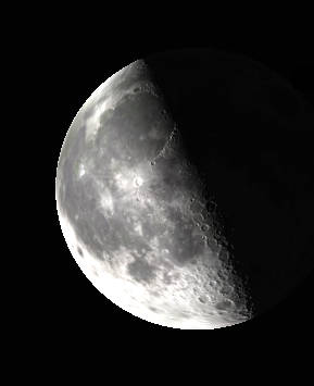 Binocular Moon at last quarter.