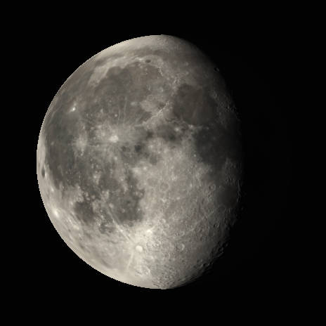 The waning gibbous Moon as it might appear in a small telescope or binoculars